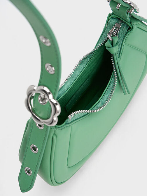 Petra Curved Shoulder Bag, Green, hi-res