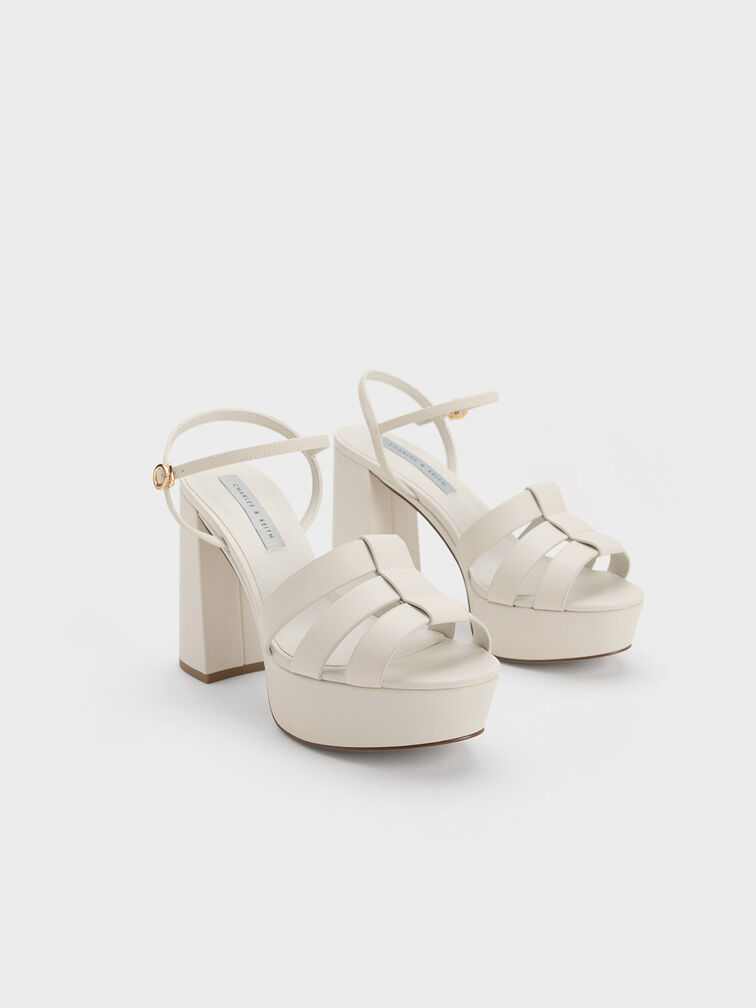 Gladiator Platform Sandals, สีชอล์ค, hi-res