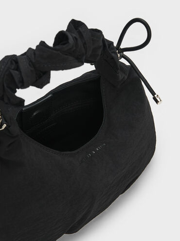 Maisy Ruched Nylon Bag, สีดำ, hi-res