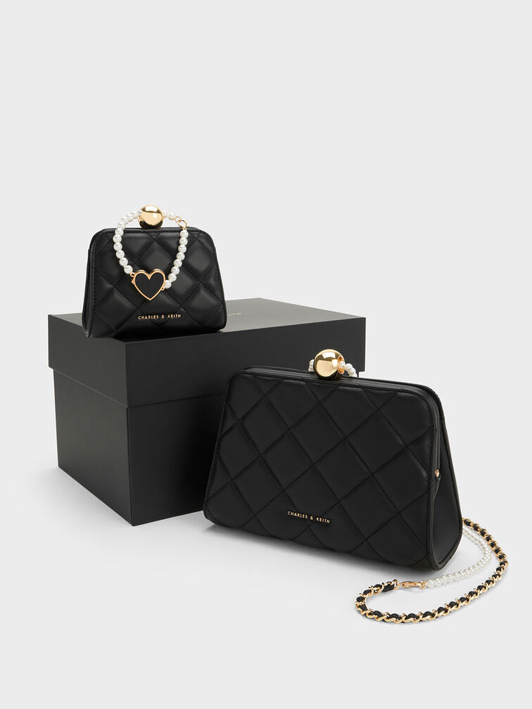 Gift Set: Mini Quilted Chain Bag, Black, hi-res