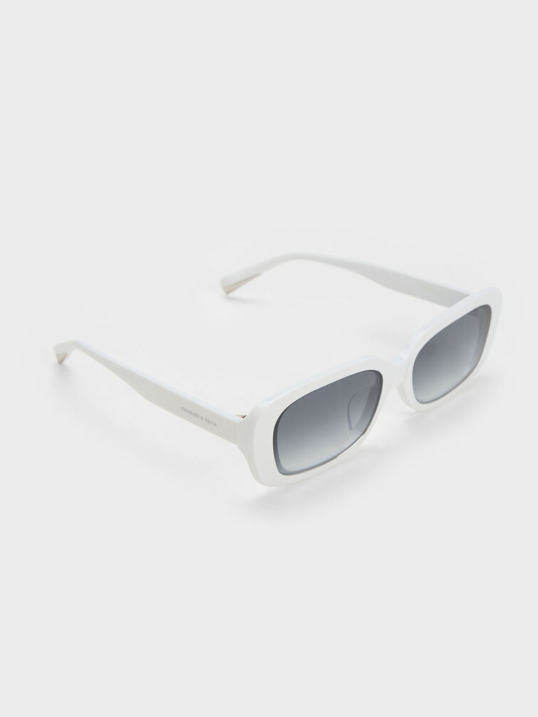 Rectangular Recycled Acetate Sunglasses, สีขาว, hi-res