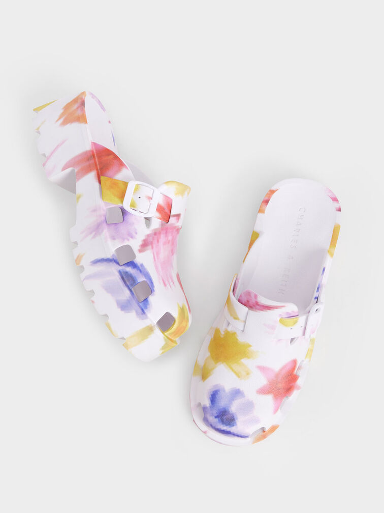 Mae Printed Buckled Platform Mules, Multi, hi-res