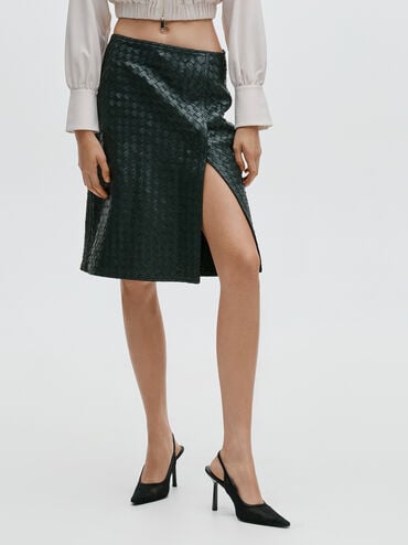 รองเท้าปิดส้นแบบมีสายรัดข้อเท้าดีไซน์ลูกไม้และผ้าซาติน, สีแบล็คเท็กซ์เจอร์, hi-res