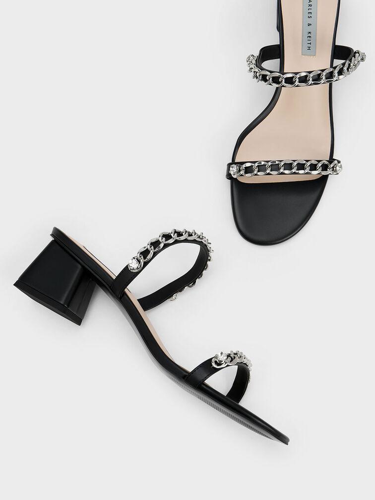 Chain-Link Block Heel Sandals, , hi-res