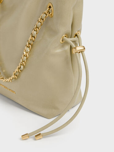 กระเป๋าสะพายข้างดีไซน์สายถักแบบคู่รุ่น Arya, สีเพลโอลีฟ, hi-res