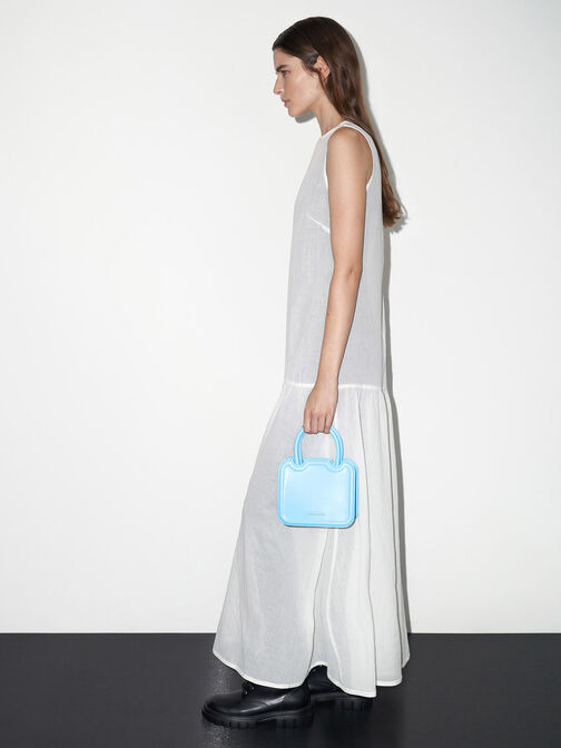 กระเป๋าโท้ทแบบมีทรงรุ่น Perline, สีฟ้าอ่อน, hi-res