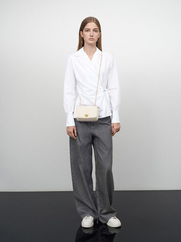 Arwen Canvas Quilted Shoulder Bag, Beige, hi-res