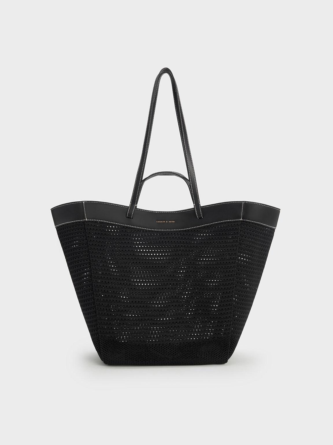 Black Ida Knitted Sculptural Tote Bag CHARLES KEITH TH