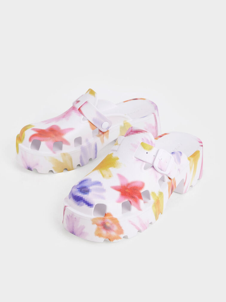 Mae Printed Buckled Platform Mules, Multi, hi-res