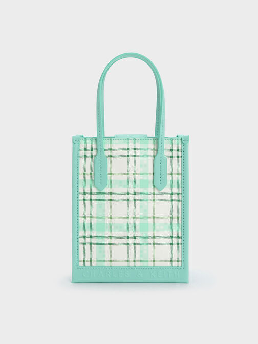 Checkered Geometric Tote Bag, สีมัลติ, hi-res