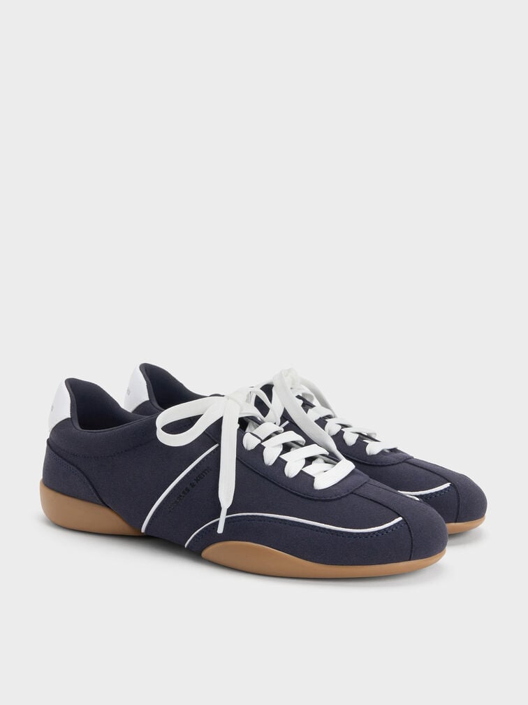 Louise Contrast-Trim Sneakers, Dark Blue, hi-res