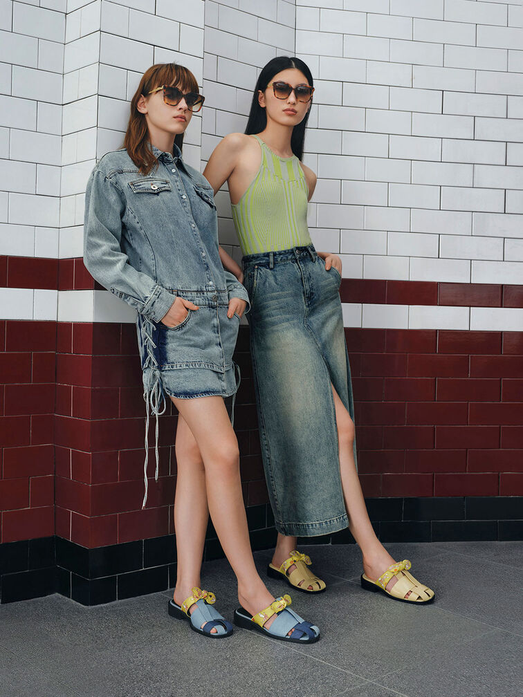 Judy Hopps Interwoven Knotted Denim Mules, , hi-res