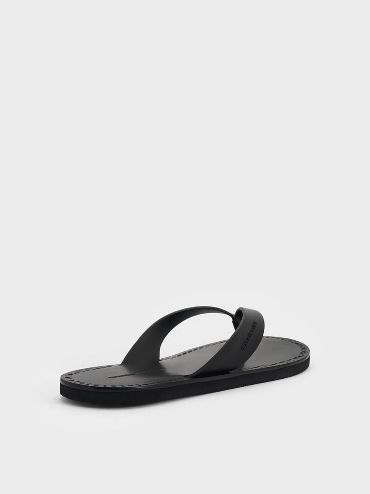 V-Strap Thong Sandals, Black, hi-res