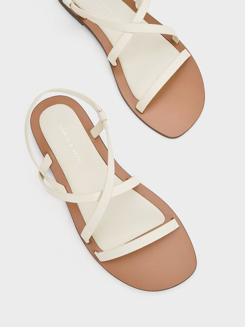 Asymmetrical Strappy Sandals, สีชอล์ค, hi-res