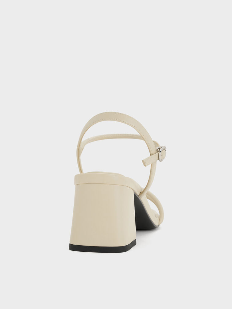 รองเท้าส้นสูงทรงสี่เหลี่ยมคางหมูพร้อมสายรัดข้อเท้า, สีเบจ, hi-res