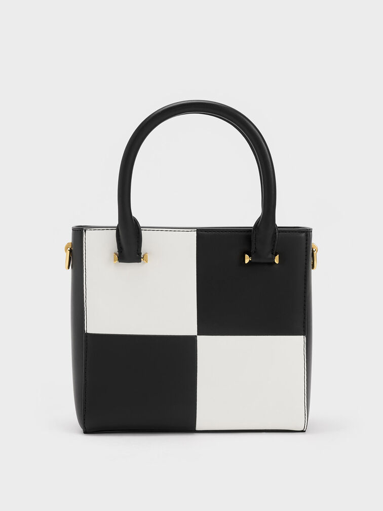 Georgette Checkered Square Tote Bag, , hi-res