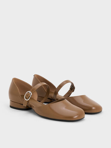 D'Orsay Mary Jane Flats, Brown, hi-res