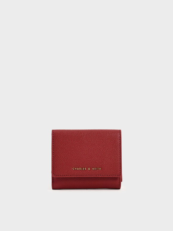 Mini Snap-Button Small Wallet, Red, hi-res