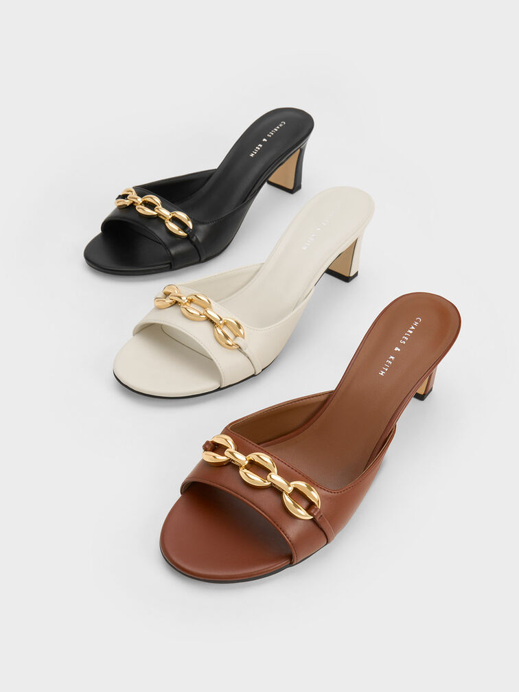 Chunky Chain-Link Heeled Mules, , hi-res