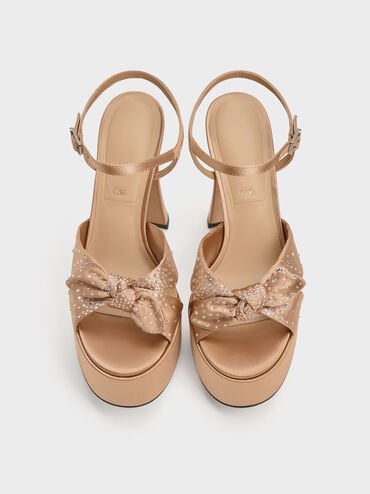 รองเท้าส้นสูงแพลตฟอร์มประดับคริสตัลรุ่น Jayce, สีนู้ด, hi-res