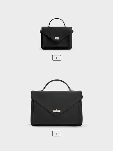 Chance Turn-Lock Top-Handle Bag, Noir, hi-res