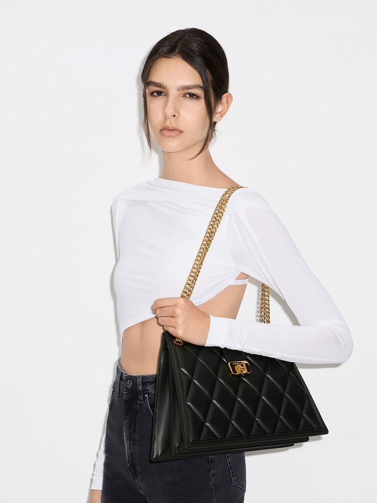 Cressida Quilted Trapeze Chain Bag, , hi-res