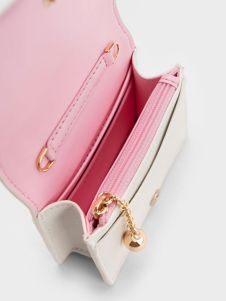 Micaela Tweed Cardholder, สีขาว, hi-res
