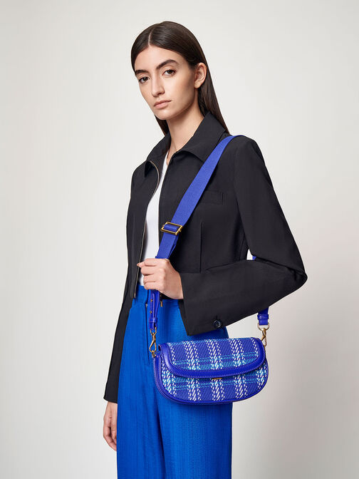 Lillie Tweed Curved Chain Handle Bag, , hi-res