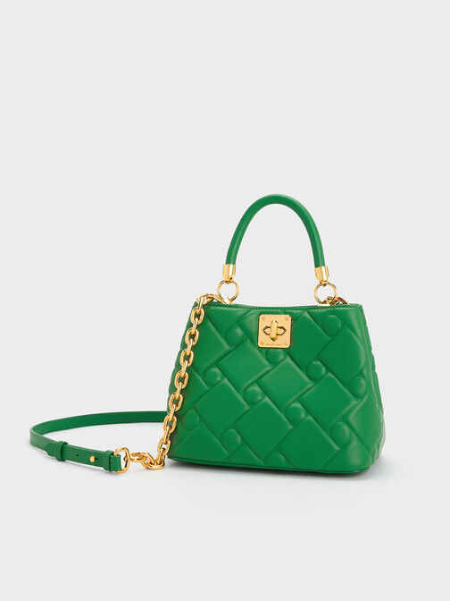 Tillie Quilted Top Handle Bag, สีเขียว, hi-res