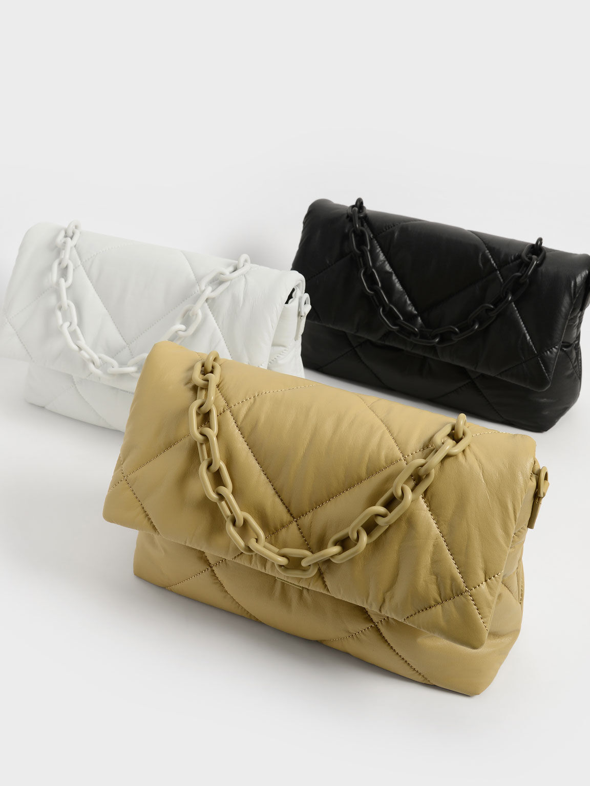 Lin Puffer Chain Shoulder Bag, Sand, hi-res