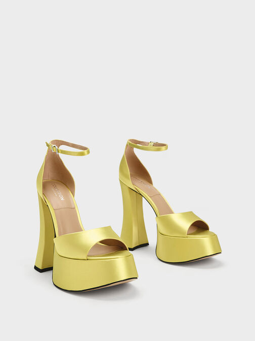 Michelle Recycled Polyester Platform Sandals, สีไลม์, hi-res