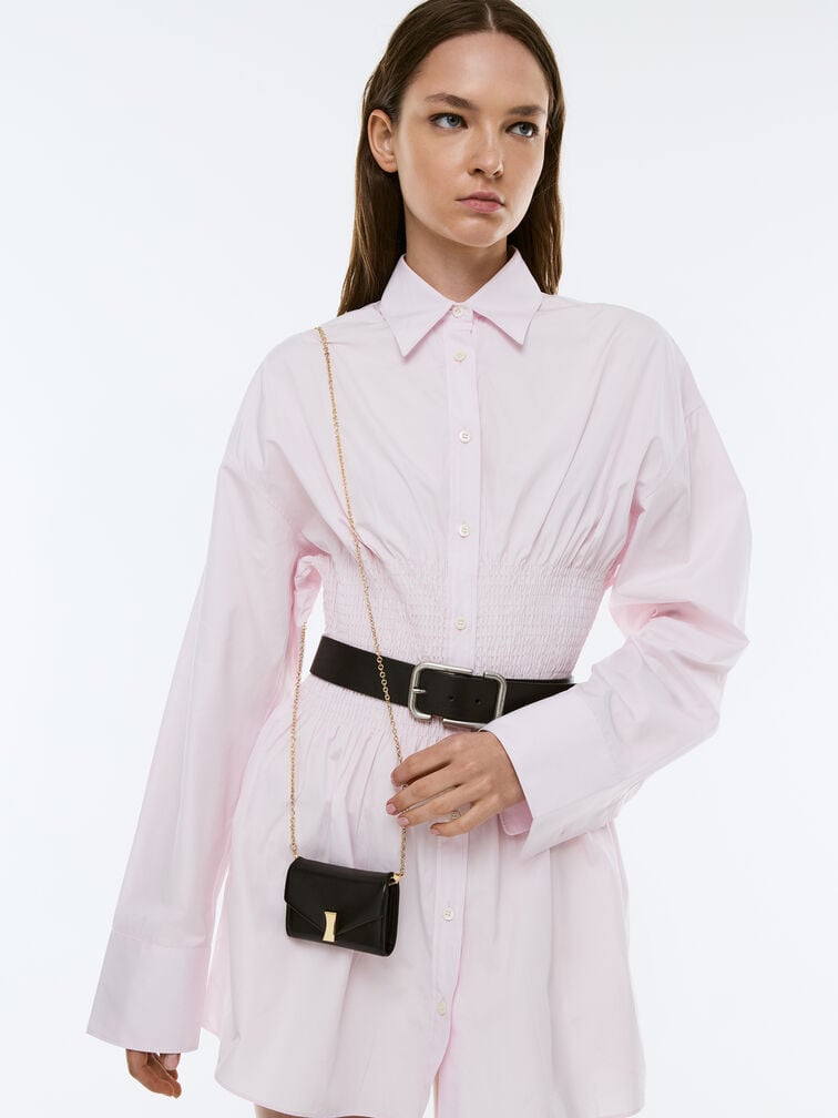 Lilibet Metallic-Accent Chain-Strap Wallet, Black, hi-res