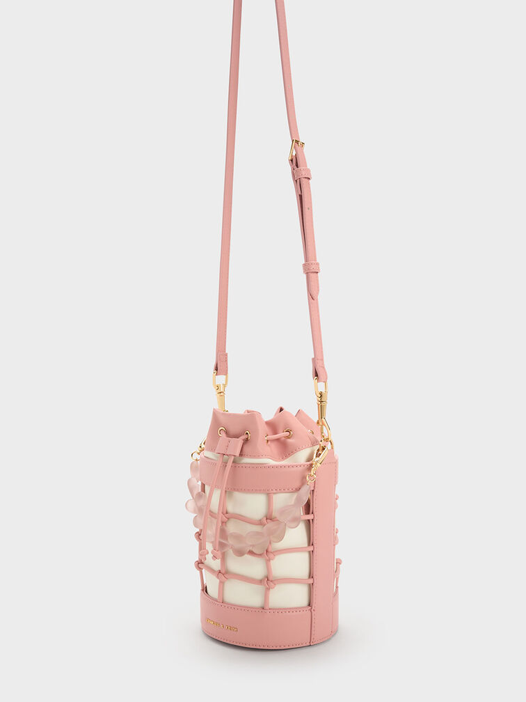 Heart Motif Caged Bucket Bag, , hi-res