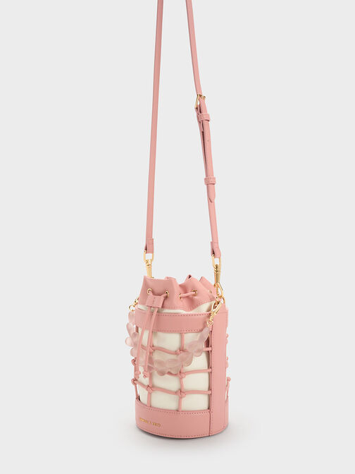 Heart Motif Caged Bucket Bag, , hi-res