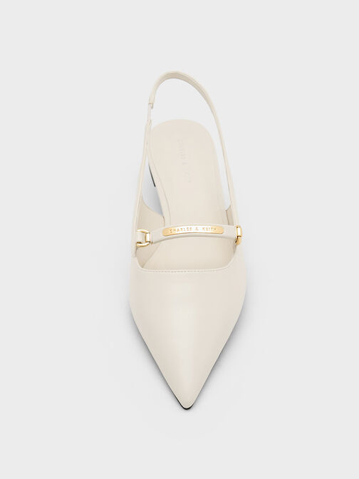 Metallic Bar Accent Slingback Flats, Cream, hi-res