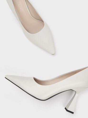 Trapeze Heel Pointed-Toe Pumps, Chalk, hi-res