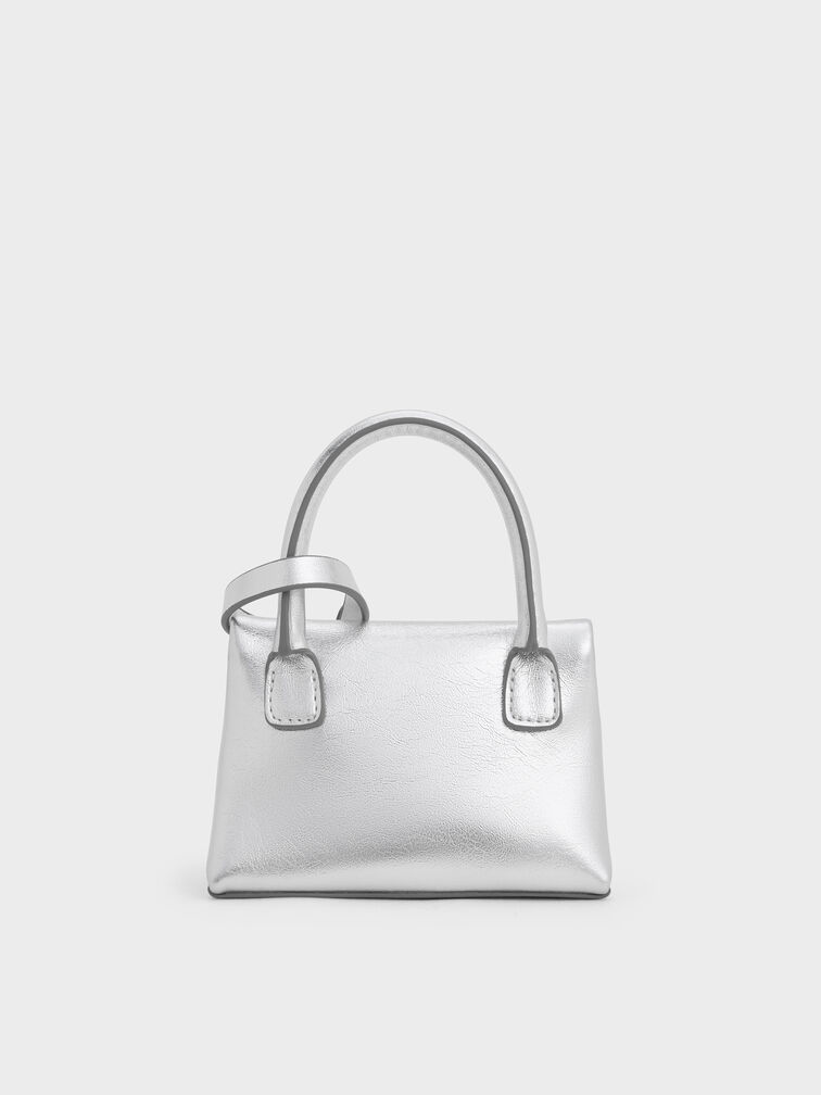 Andromeda Metallic Micro Bag Charm, Silver, hi-res