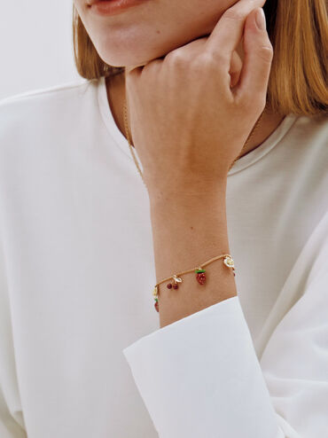 สร้อยข้อมือประดับชาร์มรุ่น Francie, สีทอง, hi-res