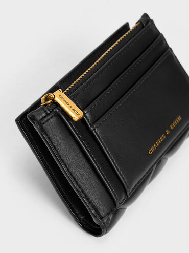 Gemma Quilted Card Holder, Black, hi-res