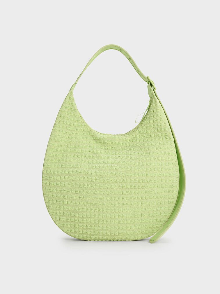 Textured Crescent Hobo Bag, Zesty Green, hi-res