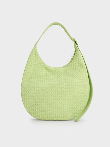 Textured Crescent Hobo Bag, Zesty Green, hi-res