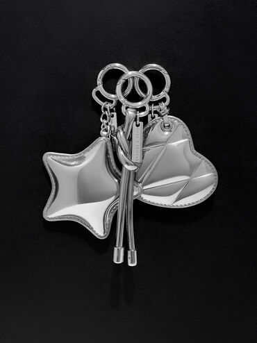 Metallic Star Mirror Charm, Silver, hi-res