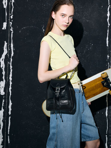 กระเป๋าเป้รุ่น Bryna, สีดำอะไหล่สีเงิน, hi-res