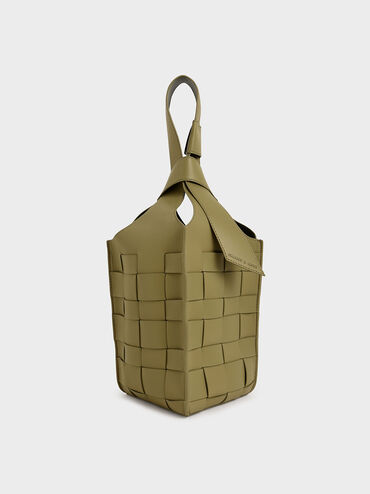 Woven Single Handle Bucket Bag, , hi-res