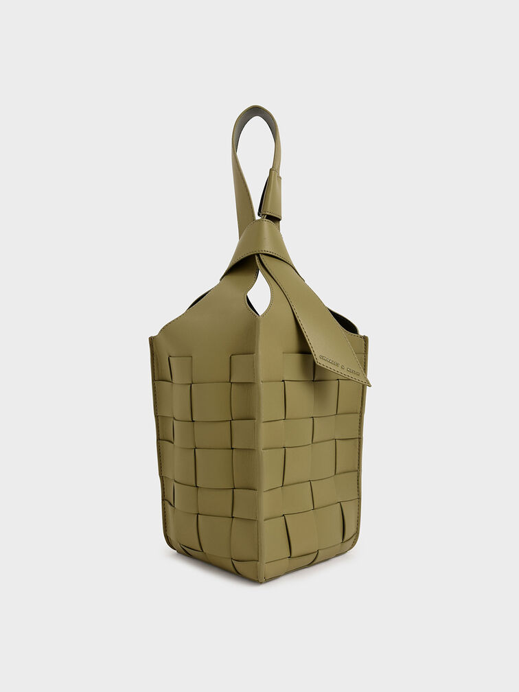 Woven Single Handle Bucket Bag, , hi-res