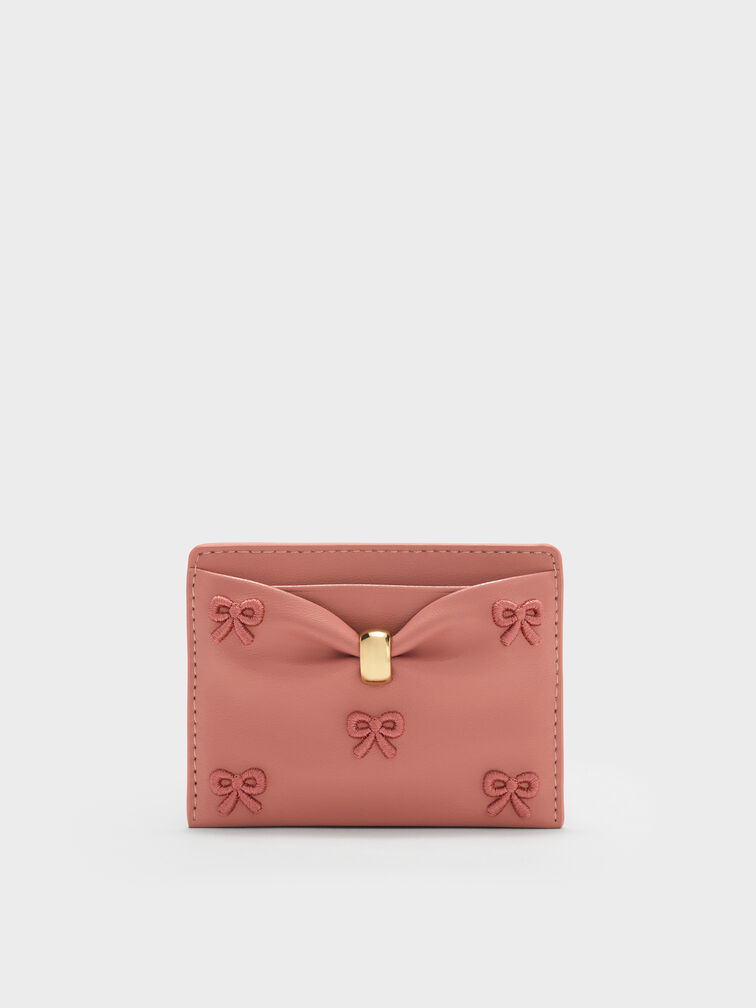 กระเป๋าใส่บัตรลายนูนดีเทลจับจีบย่นรุ่น Halsey, Blush Pink, hi-res