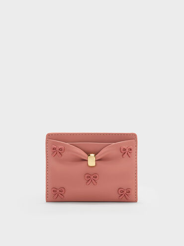 กระเป๋าใส่บัตรลายนูนดีเทลจับจีบย่นรุ่น Halsey, Blush Pink, hi-res