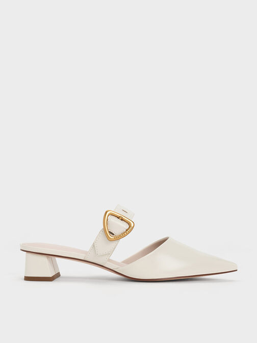 Sepphe Cut-Out Heeled Mules, Cream, hi-res