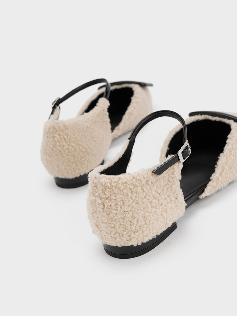 Rosalie Leather Furry D'Orsay Flats, , hi-res