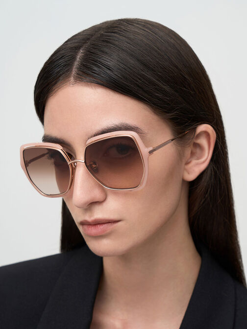 Recycled Acetate Wire-Frame Butterfly Sunglasses, , hi-res